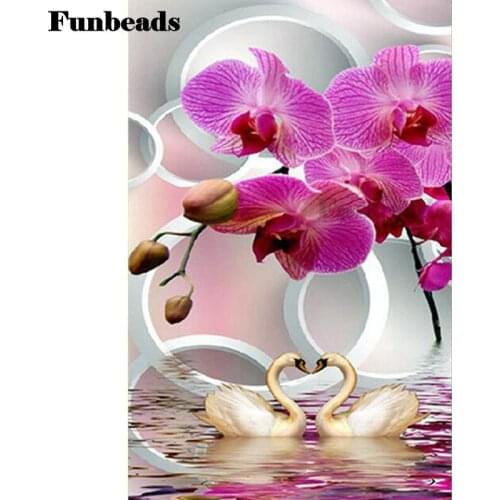 Diamond painting mosaic Swan orchid flower Rhinestone painting full square diy 3d pictures 5d diamond embroidery sale art FF4247