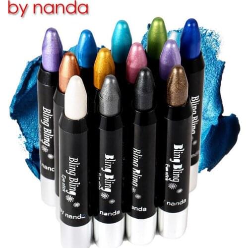 BY NANDA Brand Automatic rotation of the high-brightness eye shadow pen bling bling eye stick eyeshadow stick