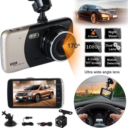 Car DVR 4.0" IPS Dual Lens Car Camera Auto DVR Camcorder Full HD 1080p Night Vision Dash Cam Parking Recorder Video Registrator