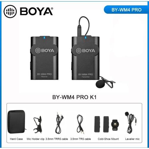 BOYA BY-WM4 Pro 2.4G Digital Wireless Microphone for Smartphone DSLR Camera Camcorder PC Tiktok Youtube Vlog Recording Mic