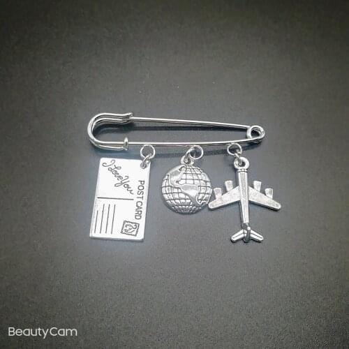 2020 New Travel Brooch, Passport and Plane Keychain, Stewardess Friendship Gift Jewelry Pin