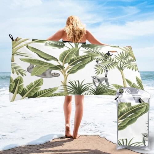 Quick Drying Pocket Towel Exotic Botanical Jungle Portable Water Absorbent Towel No Pilling Sports Bath Towel