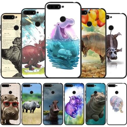 Hippo black Silicone Phone Case For honor 30 20 Pro 8 8X 9 10 20 Lite Mate 10 20 30 Lite Pro cover