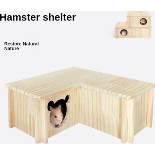 Wooden Hamster Multi-bedroom Hamster Shelter Multi-grid Wooden Hamster House Golden Bear Hamster Cage Landscaping Supplies