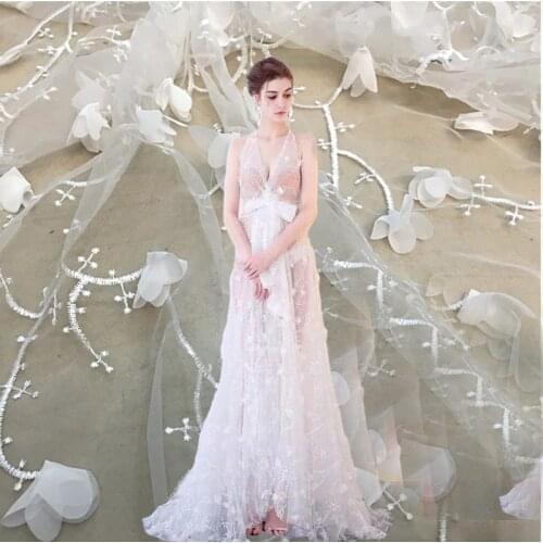 French boutique three-dimensional chiffon flower dress mesh fabric lace embroidery embroidery fabric