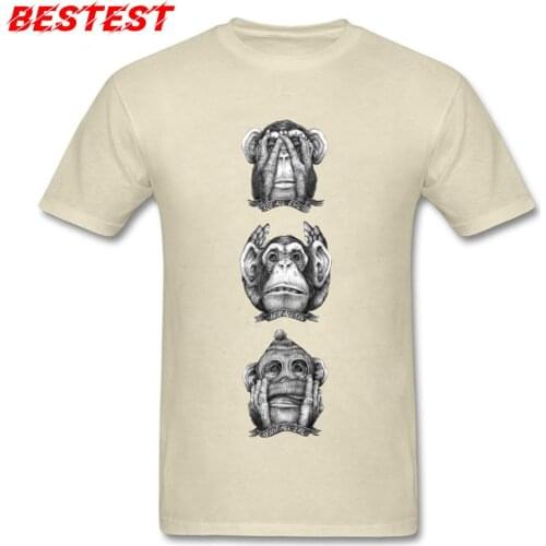 Beige Men T Shirt Evil Chimpanzee Tops Tees Latest Crew Neck Summer Cotton T-shirts Leisure Clothing Funny Tshirt Gorilla Print
