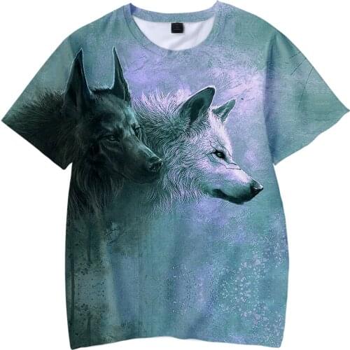 Moon Wolf 3D Print T Shirt Women Men Summer Fashion Short Sleeve Funny Tshirt Graphic Tees Streetwear Casual Tops Male T-shirt