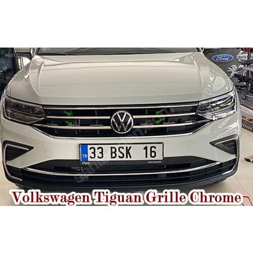 For Volkswagen Tiguan 2 Chrome Front Grill 2020 2021 Stainless Steel 4 Pcs Ornament Car Auto Quality Ornament Accessory Sport