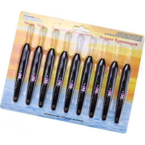 KOKNIT 9Pcs/Set Crochet Hooks two color for choosen with Led Light Mix size from 2.5mm-6.5mm Knitting Needles Weave Sewing Tools