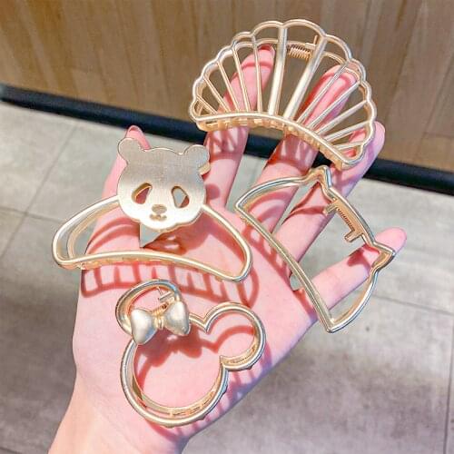 Korean Women Elegant Gold Geometric Simple Metal Hair Claw Sweet Hairpins Headband Hair Clips Barrettes Fashion Hair Accessories