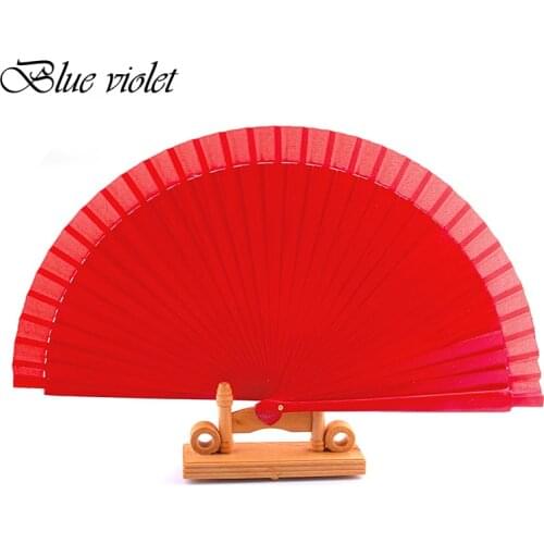 Red Spanish Dance Performance Wooden Fans Old-Fashioned Wedding Clothing Accessories Folding Fan For Hand-Painted 43