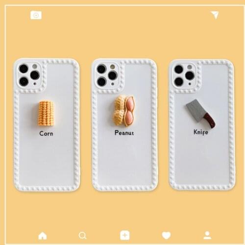 Creative 3D Food Square Frame Case For iPhone 12 11 Pro Max Mini X XS Max XR 7 8 Plus SE 2020 Soft Protective Shock-Proof Cover