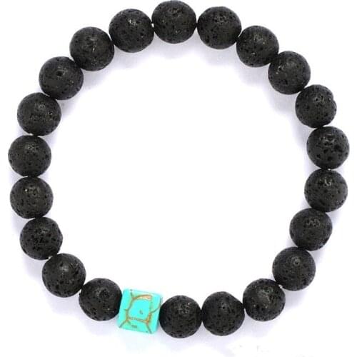 Druzy Natural Volcanic Lava Rock Round Beads String Square White Blue Turquoises Bracelet Energy Healing Stone Reiki Bracelet