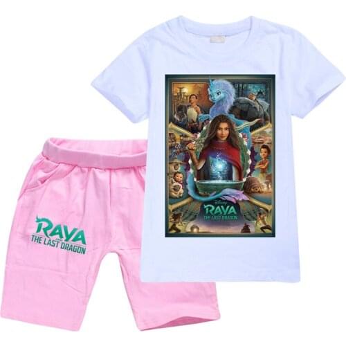 Girls Boys Summer Set Raya and The Last Dragon Kids Sports T shirt +Pants 2-piece set Baby Clothing Comfortable outfits Pyjamas