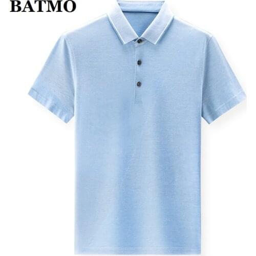 BATMO 2021 new arrival summer high quality silk polo-shirt mem,male polos 3390