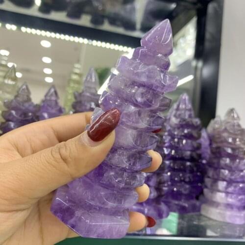Hot sales beautiful natural amethyst quartz crystal Wenchang tower as gift wholesale for home decor