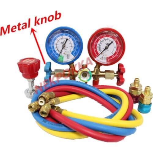 R134 R12 Refrigerant pressure gauge for air conditioning/Pressure metering of refrigerant filling, 1.3 meter hose
