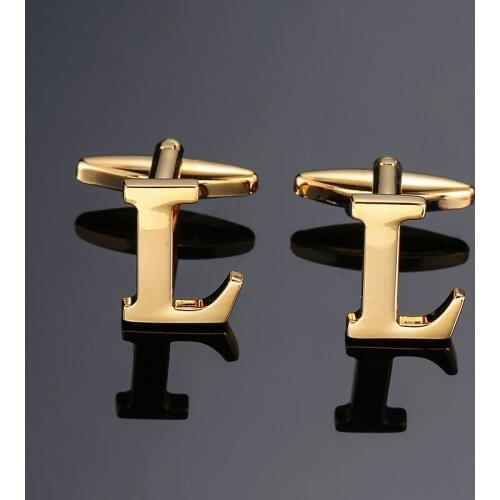 DY new High-quality Brass material English Golden English alphabet L Cufflinks Mens French shirt Cufflinks free shipping