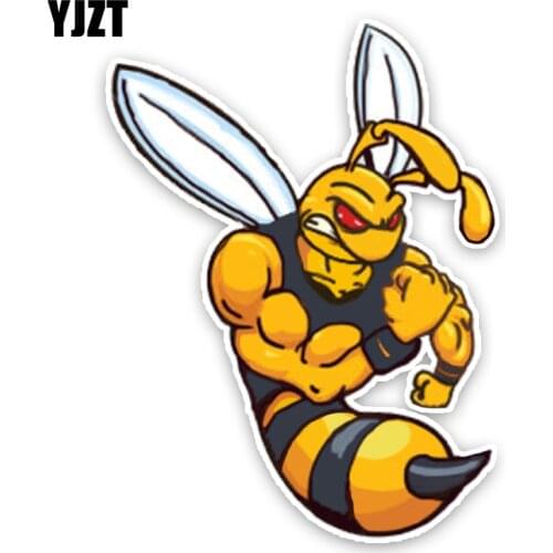 YJZT 12CM16CM Lovely Angry Cartoon Hornets Colored PVC Car Sticker Graphic Decoration C1-5153