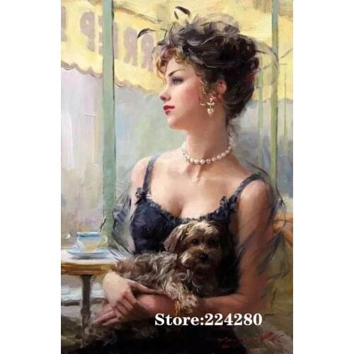 New Charming woman cute dog Needlework Cross stitch 14CT Unprinted Embroidery kits Arts Cross-Stitching,DIY Handmade Decor