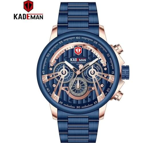 689 New Sport Watch Men Full Steel Waterproof Military Watch TOP Brand KADEMAN Business Man Leisure Date Clock Relogio Masculino