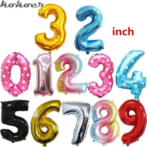 Wholesale 10 color styles 32 Inch gold black red Number 0-9 Foil Balloons Happy Birthday Party Decorations Kids Decor Air Ballon