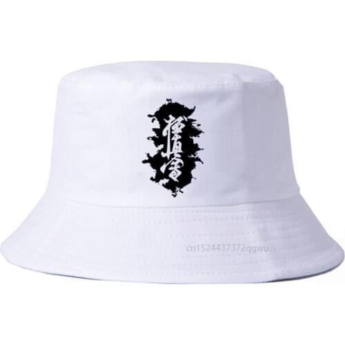 Hieroglyph Karate Kyokushinkai Unisex Bucket Hat Hunting Fishing Outdoor fisherman hat Summer Sun Hat