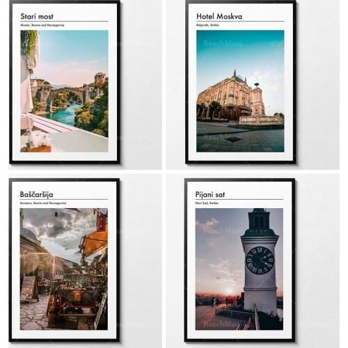 Novo Sad Serbian City, Belgrade Serbia Poster Hotel Moscow Balkan Bosnia Croatia Print Wall Decoration Yugoslav City Poster