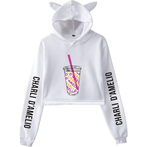 Casual Hooded Pullovers Ice Coffee Splatter Cat Ear Hoodie Sweatshirts Women Sweatshirt Print Cotto Long Sleeve Short Full 300g