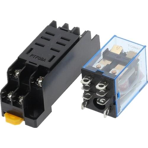 12V 24V 36V 110V 220V 380V DC/AC 10A 8PIN Coil Power Relay DPDT LY2NJ HH62P HHC68A-2Z With Socket Base