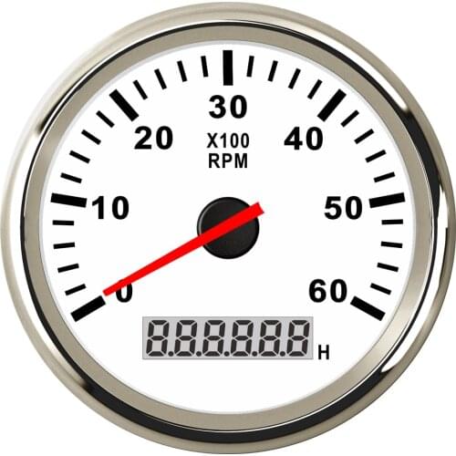 Boat Tachometer Marine Car Tacho Meter with LCD Hourmeter 4000/6000/ 8000 RPM Gauge fit for Diesel & Gasoline Engine