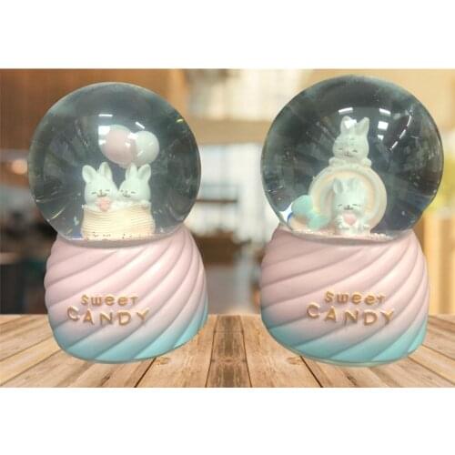 Cute Bunny Theme Luminous Musical Glass Snow Globe