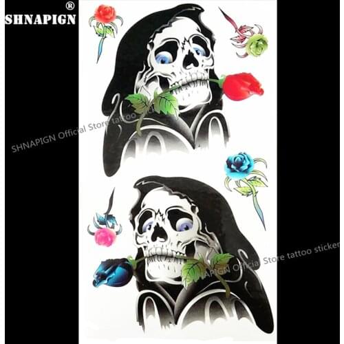 SHNAPIGN Death God Valentine Temporary Tattoo Body Art Flash Tattoo Stickers 17*10cm Waterproof Fake Tatoo Styling Wall Sticker