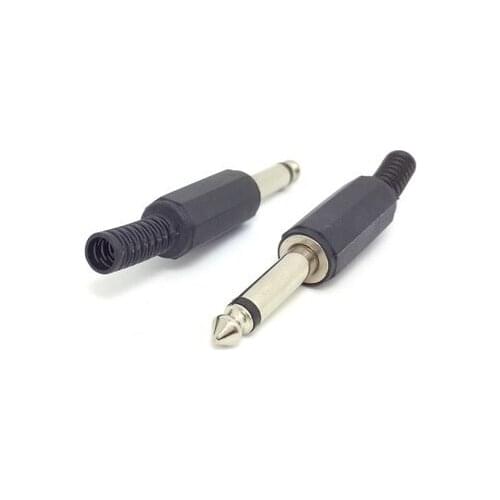 High quality audio cable 2 pin 1/4" Mono jack 6.35mm male plug adapter connector solder