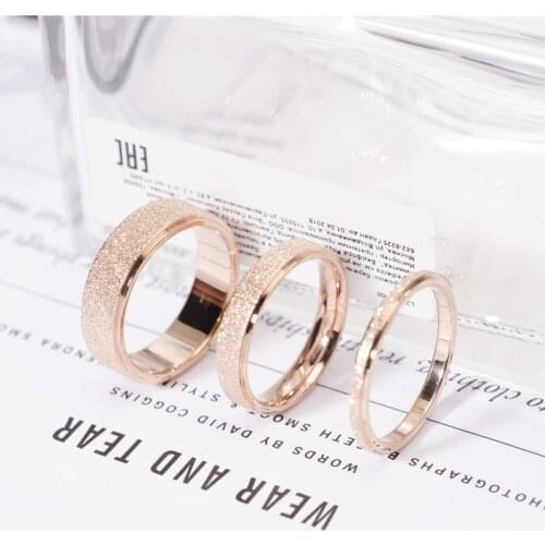YUN RUO Fashion Classic Froseted Couple Rings Rose Gold Color Woman Birthday Gift Titanium Steel Jewelry Not Fade Drop Shipping