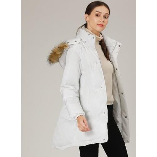 2021 womens winter jacket high-quality womens mid-length womens padded jacket casual hooded cotton-padded jacket with fur col