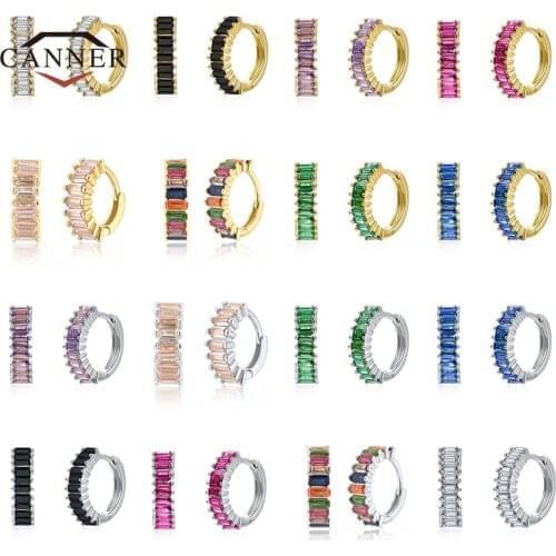 CANNER Bohemian Earrings Women Simple Charm Crystal Huggies Hoop Earring for Women Piercing Round Earings Jewelry Pendients Gift