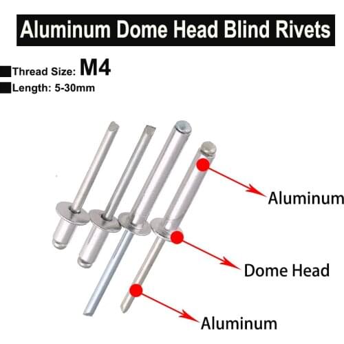 Fully Aluminum Blind Rivet Pull Nails Tool Round Head Self-plugging Rivet M4 Length 5-30mm