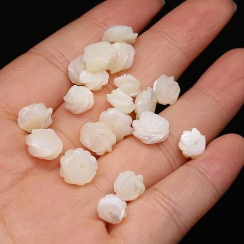 4pcs Natural Freshwater White Flower Shape Shell Beads for Women Jewelry Making Bracelet Necklace Gift Size 8x8 10x10mm