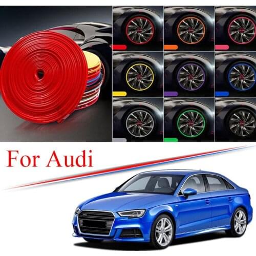 9 Colors Car Wheel Hub Rim for Audi A3 A4 A6 A8 Q3 Q5 Q7 S4 RS TT Sport Edge Protector Ring Tire Strip Guard Rubber Decals 8M