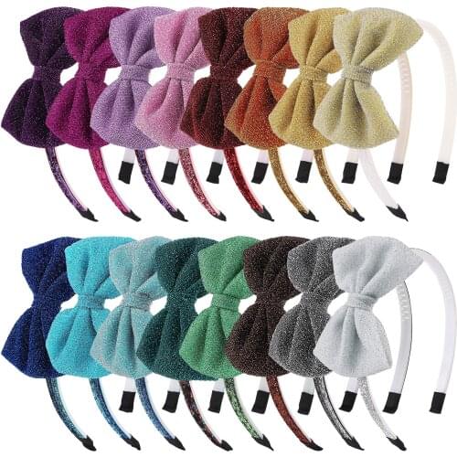XIMA 16pcs/lot 4inch Hair Bows Cute Bowknot Hair Band For Girls Handmade Bows Hairbands Headband Headwear Hair Accessories