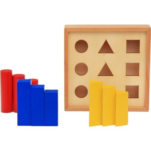 Wooden Educational Toys Montessori Geometry Pillar Learning Children Toys Mathematical Geometry Shape Teaching Tools