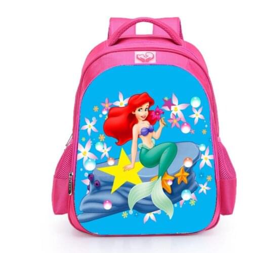 Disney Mermaid childrens schoolbag kindergarten primary 1-3 grade high capacity cartoon backpack girl