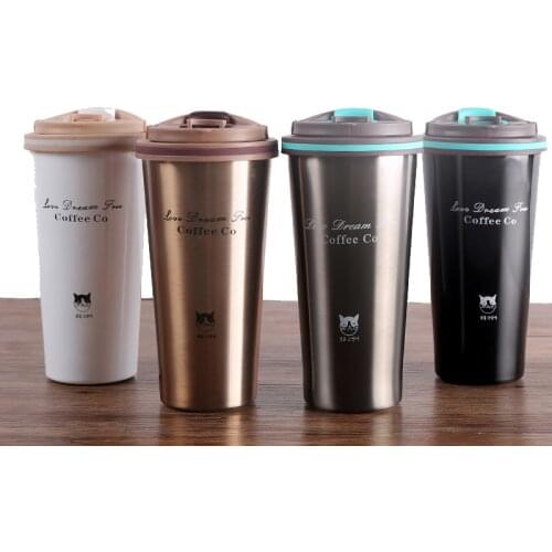 Seal with Lid Double Layer Thermos Mug Coffee Cup 500ML Stainless Steel Vacuum Flasks Thermoses Mug for Car My Water Bottle