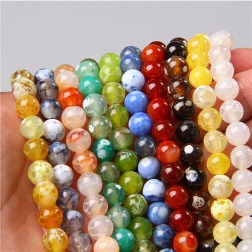 Smooth Dragon Veins Agates Beads Natural Loose Stone Beads for Jewelry Making DIY Bracelets Necklace 15'' 6 8 10mm Accessories