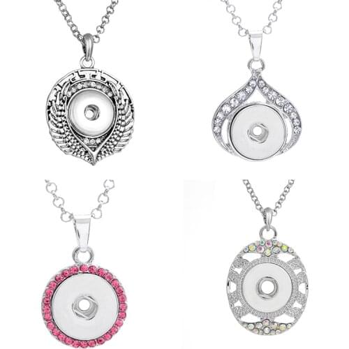 XH1951 crystal cross heart flower 18mm snap button jewelry Sweater chain necklace & pendants DIY