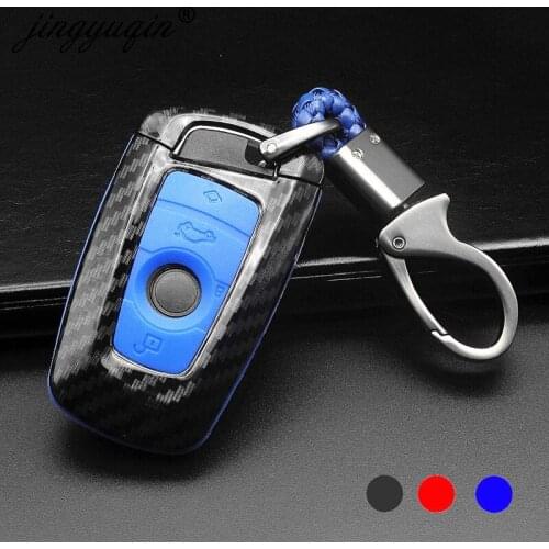 Jingyuqin 10x Carbon Fiber Auto Key Shell Cover Case For Bmw F05 F10 F20 F30 Z4 X1 X4 X5 X6 New X7 Carbon Fiber Car-Styling