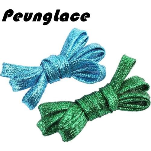 Quality PeungLace 100 pairs/lot Metallic Flat Shoelaces Shinny Metallic Sports Sneaker Shoe strings