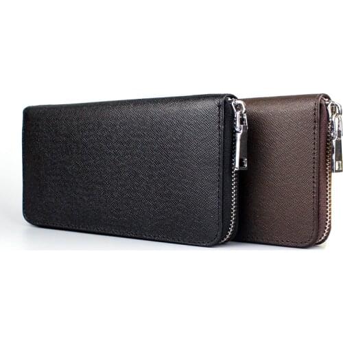 Genuine Leather Men Wallet Designer Brand Coin Purse Long Zipper Wallets Large Capacity Male Business Clutch Card Holder Wallets