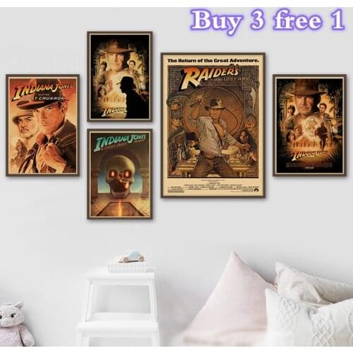 Raiders of the Lost Ark adventure Treasure Hunt Home Furnishing decoration Kraft Movie Poster Drawing core Wall stickers